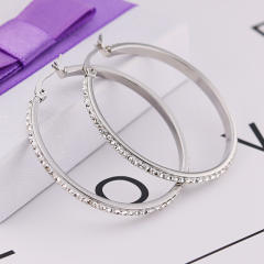 Hot sale diamond hoop heart stainless steel earrings