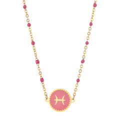 Color enamel zodiac series stainless steel necklace