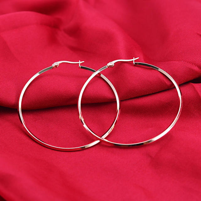 Simple easy match stainless steel big hoop earrings