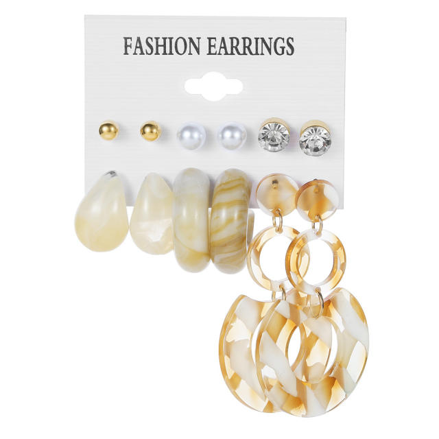 Summer colorful acrylic dangle earrings set for women