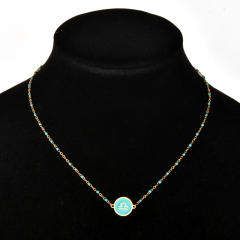 Color enamel zodiac series stainless steel necklace