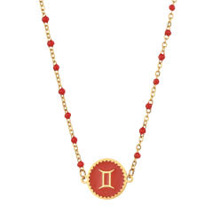Color enamel zodiac series stainless steel necklace