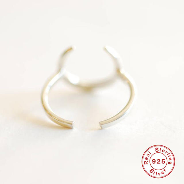 Simple easy match moon sterling silver finger rings