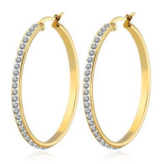 Hot sale diamond hoop heart stainless steel earrings