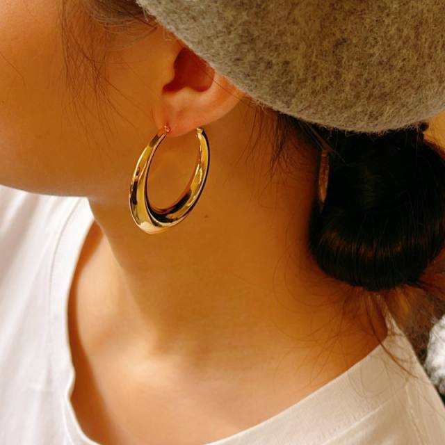 18K gold plated chunky bold hoop earrings