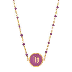 Color enamel zodiac series stainless steel necklace