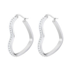Hot sale diamond hoop heart stainless steel earrings