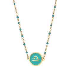 Color enamel zodiac series stainless steel necklace
