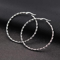 Simple big hoop twisted stainless steel earrings