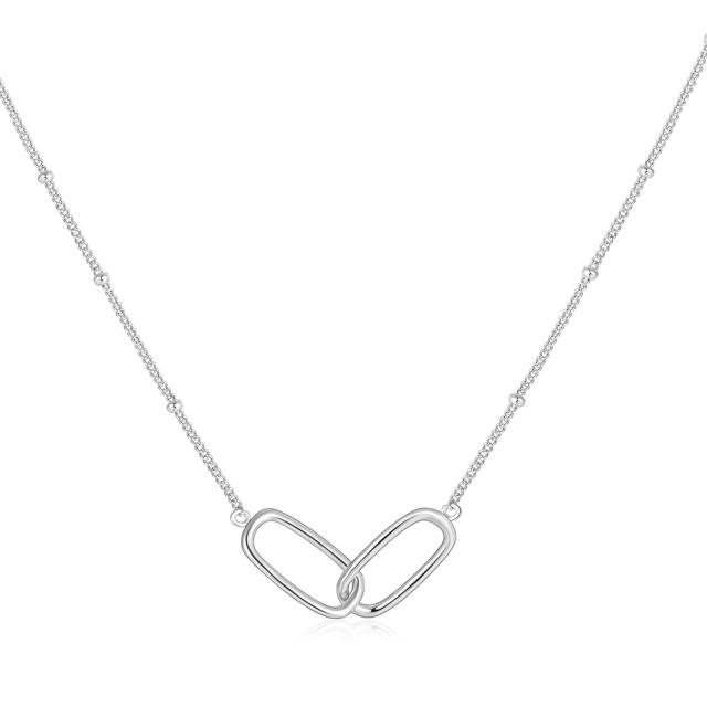 925 sterling silver classic circle to circle dainty necklace