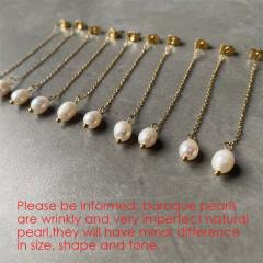 Chic simple baroque pearl stainless steel drop earrings