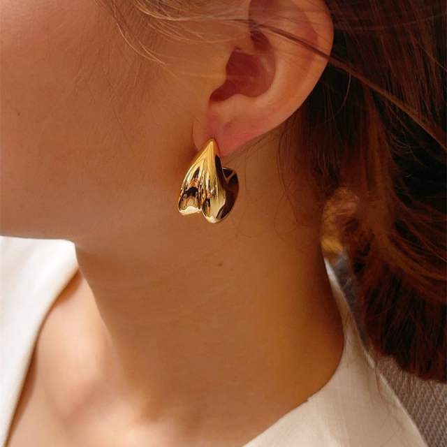 925 needle chunky gold plated copper bolder earrings
