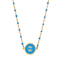 Color enamel zodiac series stainless steel necklace