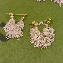 Chic white chain tassel earrings
