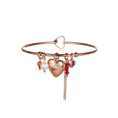 Classic heart charm letter stainless steel bangle