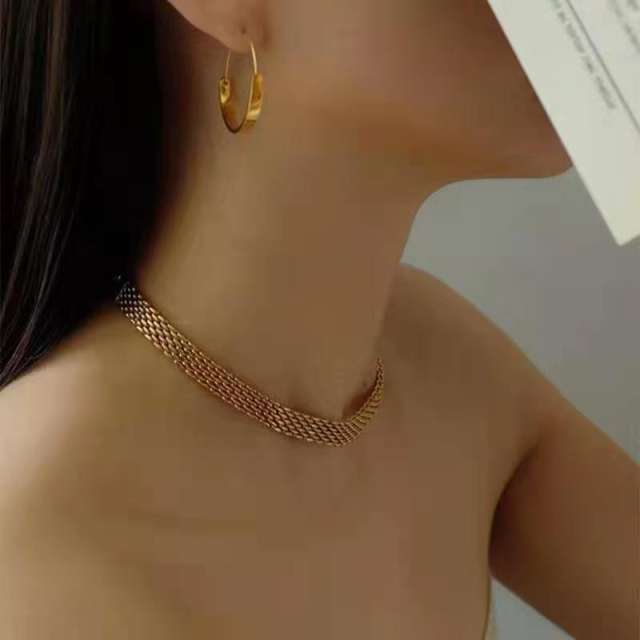 Chunky stainless steel chain necklace bracelet set