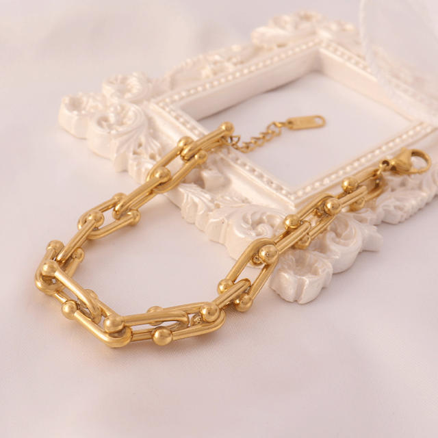 18K stainless steel chain necklace bracelet earrings set
