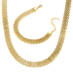 Chunky stainless steel chain necklace bracelet set