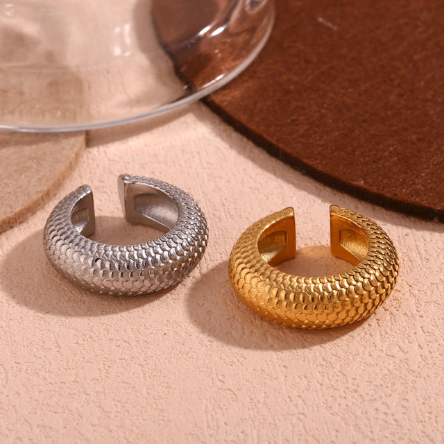 18K chunky stainless steel ear cuff bold ear cuff