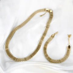 Chunky stainless steel chain necklace bracelet set