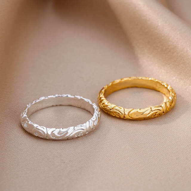 18K concise stainless steel rings without gem