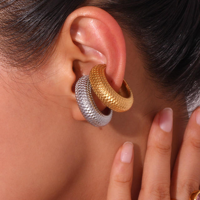 18K chunky stainless steel ear cuff bold ear cuff