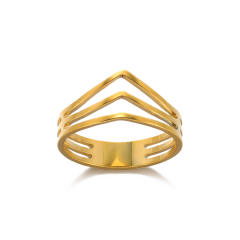 Concise hollow out flower infinity moon stainless steel rings