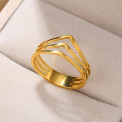 Concise hollow out flower infinity moon stainless steel rings