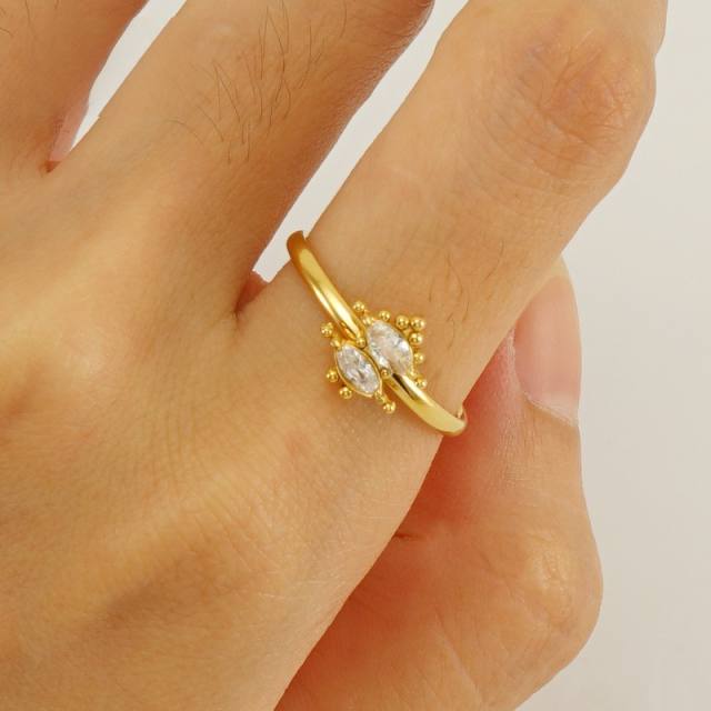 Concise diamond stainless steel rings for women