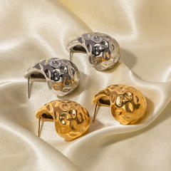 18K gold plated bolder tear drop chunky stainless steel earrings