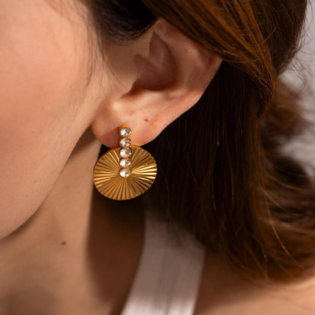 Vintage pearl bead round shape stainless steel earrings