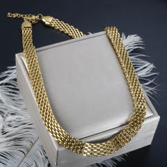 Chunky stainless steel chain necklace bracelet set