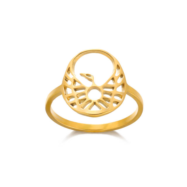 Concise hollow out flower infinity moon stainless steel rings