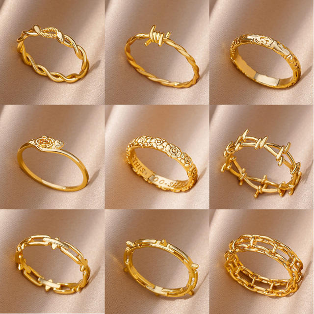18K concise stainless steel rings without gem