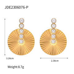 Vintage pearl bead round shape stainless steel earrings