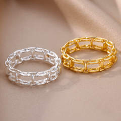 18K concise stainless steel rings without gem