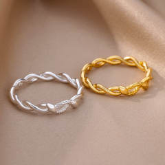 18K concise stainless steel rings without gem