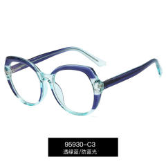 Occident fashion TR90 round shape blue light reading glasses