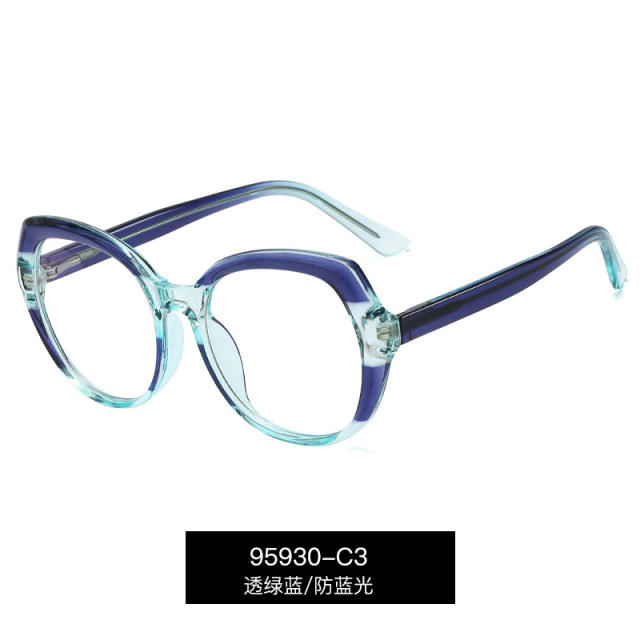 Occident fashion TR90 round shape blue light reading glasses