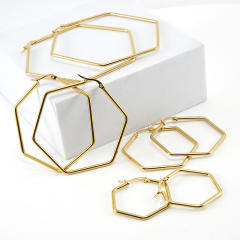 Easy match geometric hoop stainless steel earrings