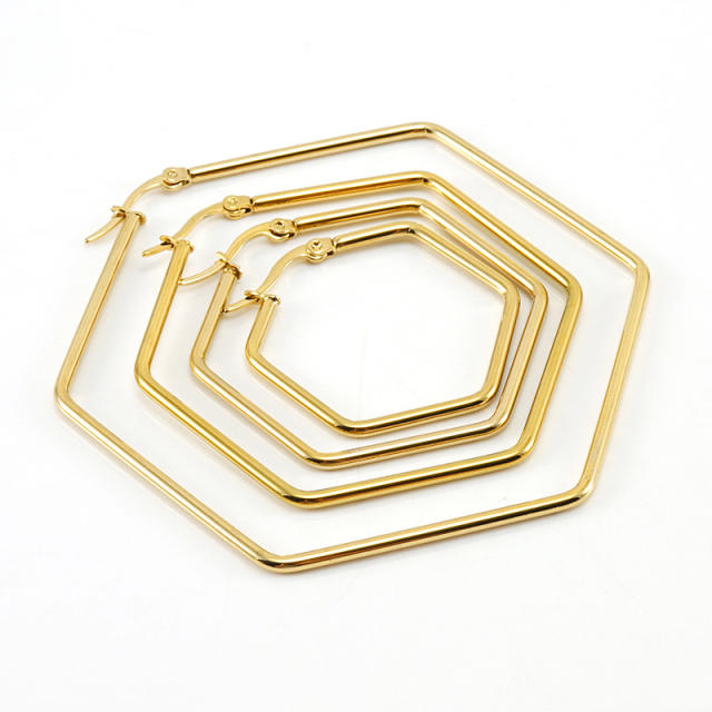 Easy match geometric hoop stainless steel earrings