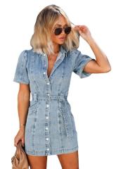 Sexy denim summer shirt dress short dress