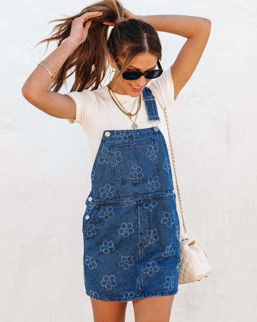 Fashion casual denim overall shorts