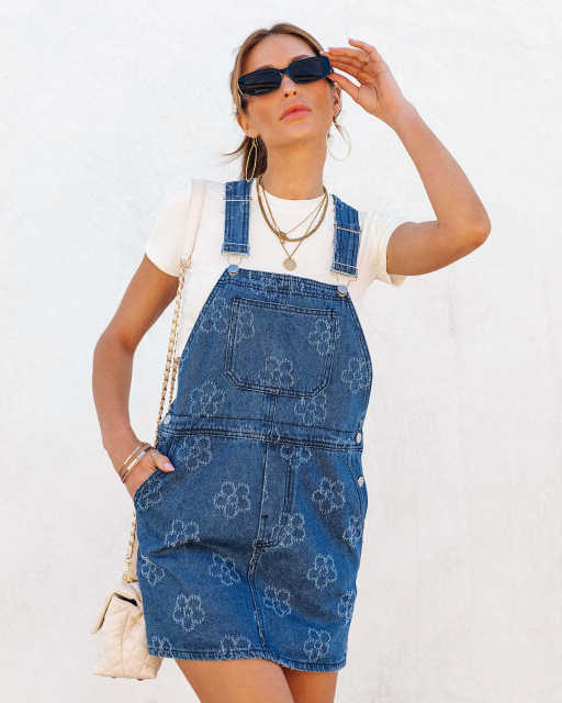 Fashion casual denim overall shorts
