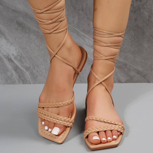 Summer flat strappy sandals