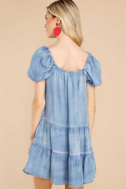 Summer casual denim babydoll dress for women