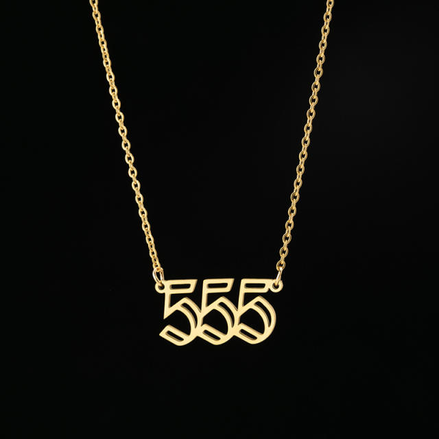 Dainty hollow out angel number stainless steel necklace