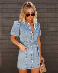 Sexy denim summer shirt dress short dress