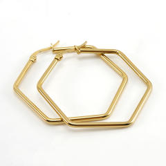 Easy match geometric hoop stainless steel earrings