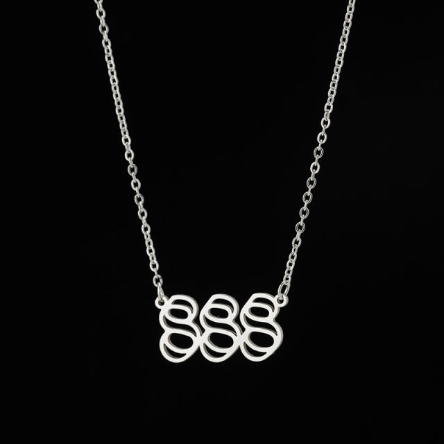 Dainty hollow out angel number stainless steel necklace